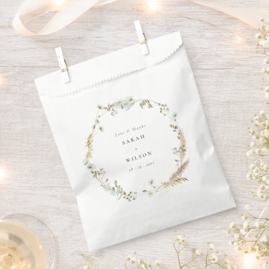 ボホドライパームパンパスグラスフローラ結婚リース フェイバーバッグ (クリップ留めされた状態)