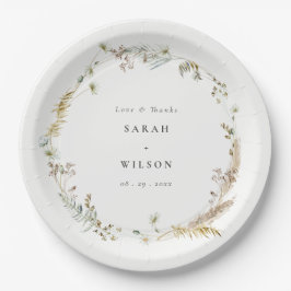 ボホドライパームパンパスグラスフローラ結婚リース ペーパープレート
