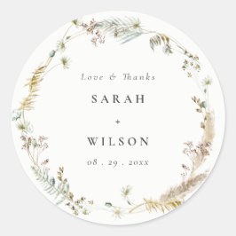 ボホドライパームパンパスグラスフローラ結婚リース ラウンドシール