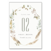 ボホドライパームパンパスグラスワイルド結婚フローラ テーブルナンバー (裏面)