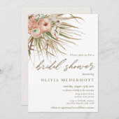 ボホドライパーム葉ズグラスフローラブライダルシャワー 招待状 (正面/裏面)