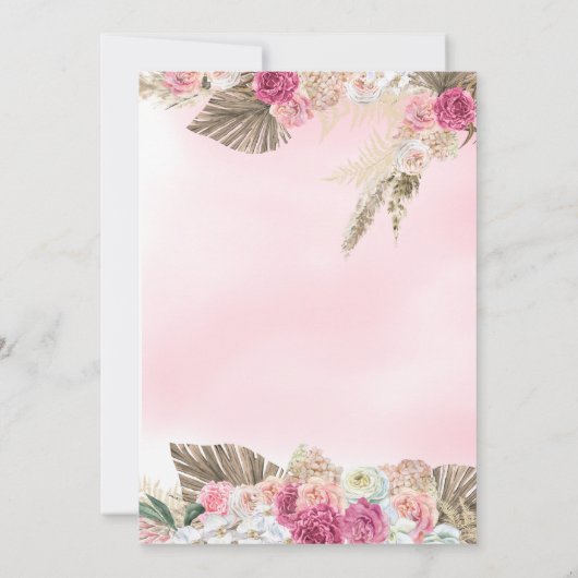 ボホドライフローラスペインのミシンクアンス誕生日 招待状 (裏面)