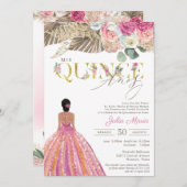 ボホドライフローラスペインのミシンクアンス誕生日 招待状 (正面/裏面)