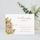 ボホドライボタニカルウォーターカラーウェディングRSVPカード 出欠カード (スタンド正面)