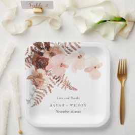 ボホドライラスト赤面ファーン結婚オーキッ感謝していト ペーパープレート