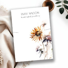 ボホドライワイルドフラワーウォーターカラーネックレスディスプレイ 名刺