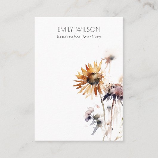 ボホドライワイルドフラワー空白のジュエリー表示テンプレート 名刺 (正面)