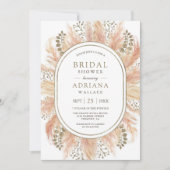 ボホドライ素朴ドパンパスグラスオーバルブライダルシャワー 招待状 (正面)