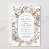 ボホドライ素朴ドパームパンパスフローラブライダルシャワー 招待状 (正面)