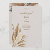 ボホドライ素朴パンパスグラス結婚式招待状 招待状 (正面/裏面)