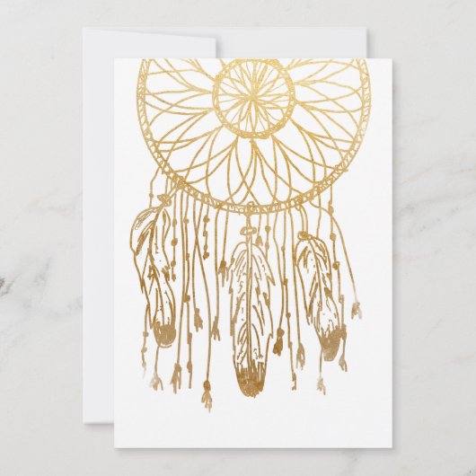 ボホドリームキャッチャーフェイクゴールドフォイルトバル結婚ズ 招待状 (裏面)