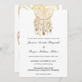 ボホドリームキャッチャーフェイクゴールドフォイルトバル結婚ズ 招待状 (正面/裏面)