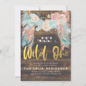 ボホドリームキャッチャーワイルドワン誕生日 招待状 (正面)