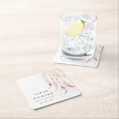 ボホドリームキャッチャー水彩薄紫赤面桃 スクエアペーパーコースター (インサイチュ)