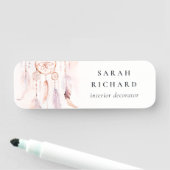 ボホドリームキャッチャー水彩薄紫赤面桃 名札 (インサイチュ)