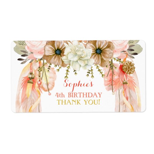 ボホドリームキャッチャー水瓶贈呈ありがとう ラベル (正面)