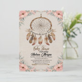 ボホドリームキャッチャー男の子素朴赤ちゃんシャワー 招待状 (スタンド正面)