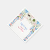 ボホドリームキャッチャー羽毛トライバルピンク&ブルー スタンダードカクテルナプキン (角)