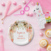 ボホドリームキャッチャー羽毛トライバルピーチサンゴ ペーパープレート (パーティー)