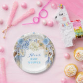 ボホドリームキャッチャー羽毛トライバルブルーアイボリー ペーパープレート (パーティー)