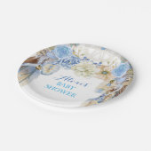 ボホドリームキャッチャー羽毛トライバルブルーアイボリー ペーパープレート (アングル)