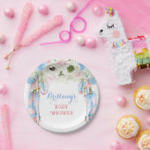 ボホドリームキャッチャー羽毛トライバルブルーピンク ペーパープレート (パーティー)