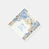 ボホドリームキャッチャー羽毛トライバルペリウィンクルブルー スタンダードカクテルナプキン (角)