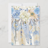 ボホドリームキャッチャー羽毛ブルーアイボリーブラウン 招待状 (裏面)