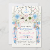 ボホドリームキャッチャー羽（羽）青とピンク 招待状 (正面)