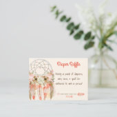 ボホドリームキャッチャー赤ちゃんシャワーおむつラッフル エンクロージャーカード (スタンド正面)