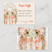 ボホドリームキャッチャー赤ちゃんシャワーおむつラッフル エンクロージャーカード (正面/裏面)