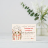 ボホドリームキャッチャー赤ちゃんシャワーブックリクエストピーチ エンクロージャーカード (スタンド正面)