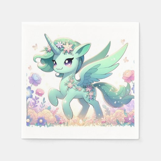 ボホドリームユニコーン赤ちゃんシャワー スタンダードカクテルナプキン (正面)