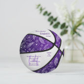 ボホドードルパープルホワイトバスケットボールお祝い 案内状 (スタンド正面)