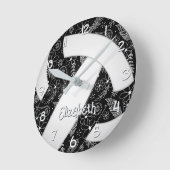 ボホドードルフローラ白黒バレーボール ラウンド壁時計 (傾斜)