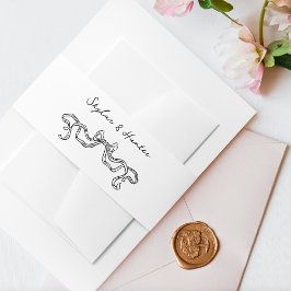 ボホドードル手書きレトロ白黒結婚ズ 招待状ベリーバンド