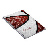 ボホドードル花マルーン白バスケットボール ノートブック (右側)