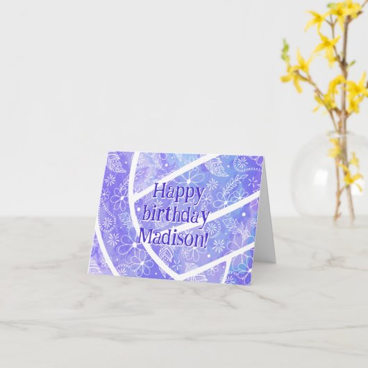 ボホドードー羽毛パープルバレーボール誕生日 カード (黄色い花)