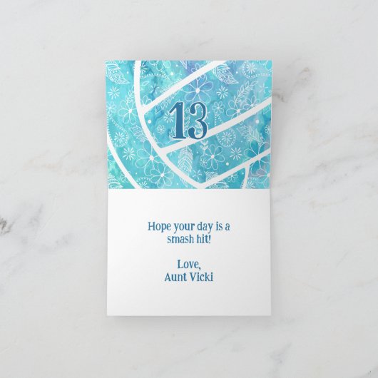 ボホドールフローラターコイズバレーボール誕生日 カード (内部)