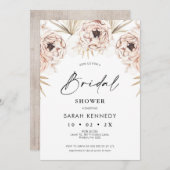 ボホナチュラルトーン素朴フローラブライダルシャワー 招待状 (正面/裏面)