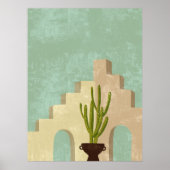 ボホニュートラルとティール(緑がかった色)抽象芸術イラストレーションアート ポスター (正面)