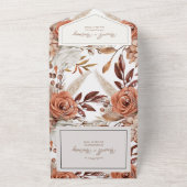 ボホニュートラルウォーターカラーパンパ結婚ス オールインワン招待状 (外側)