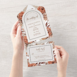 ボホニュートラルウォーターカラーパンパ結婚ス オールインワン招待状