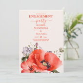 ボホニュートラルウォーターカラーポピー婚約 招待状 (スタンド正面)