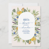 ボホニュートラルウォーターカラーワイルドフラワーブライダルシャワーI 招待状 (正面)