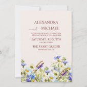 ボホニュートラルウォーター色ワイルドフラワー結婚ズインビタ 招待状 (正面)