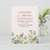 ボホニュートラルウォーター色ワイルドフラワー結婚ズインビタ 招待状 (スタンド正面)