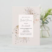 ボホニュートラルシェードボタニカルフレームブライダルシャワー 招待状 (スタンド正面)