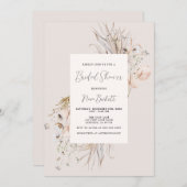ボホニュートラルシェードボタニカルフレームブライダルシャワー 招待状 (正面/裏面)