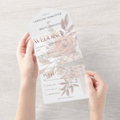 ボホニュートラルソフトフォーカスオータムブーケディナー オールインワン招待状 (貼ってはがせる)